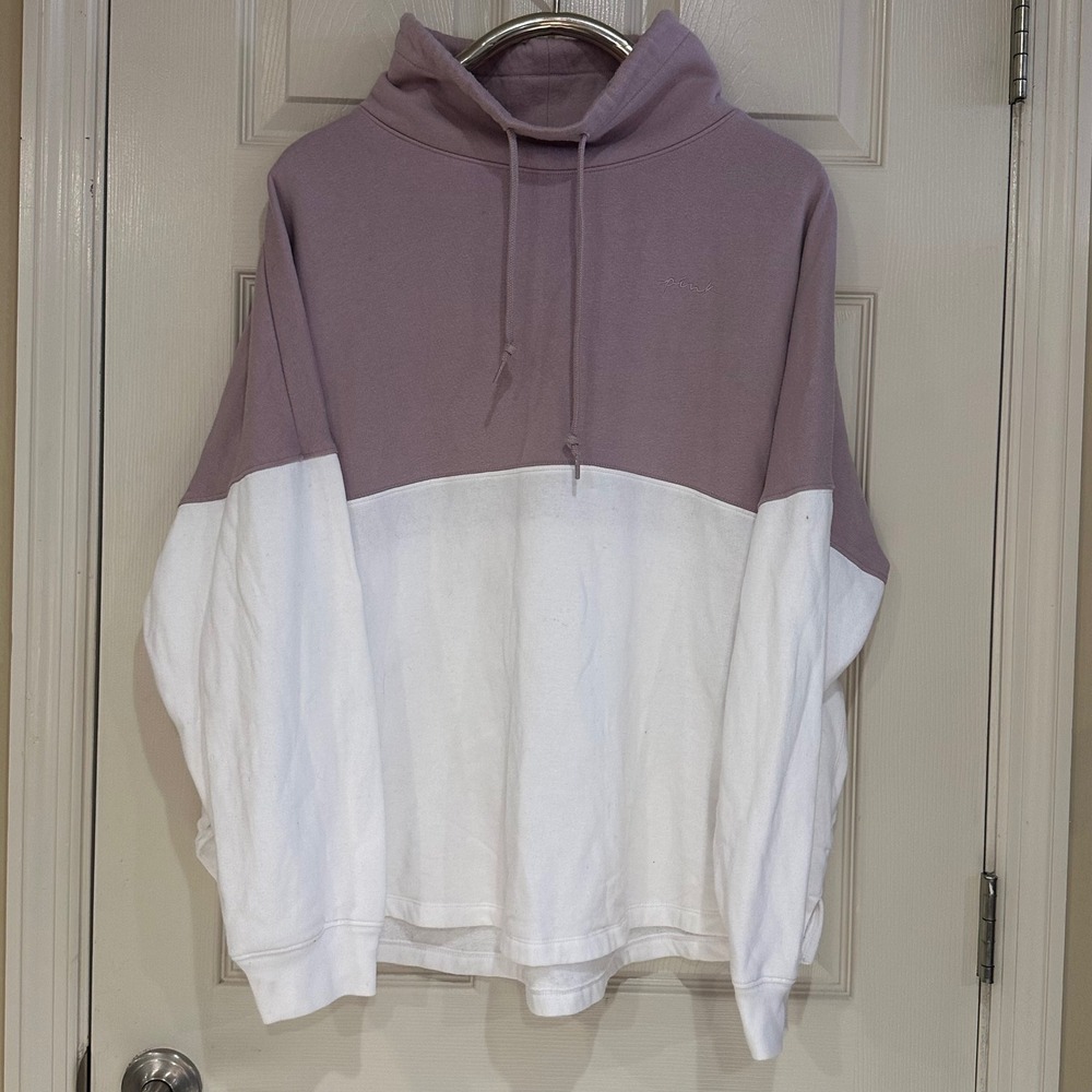 Victoria's Secret PINK Colorblock Funnel Neck Hoodie Purple White Large